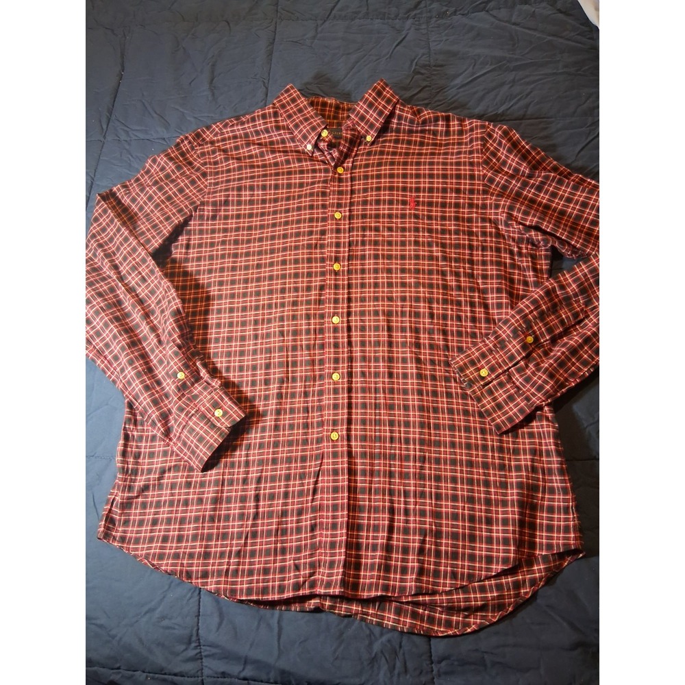 Ralph‎ Lauren Shirt Mens XL Red Check Sportsman Cotton Outdoor Long Sleeve
